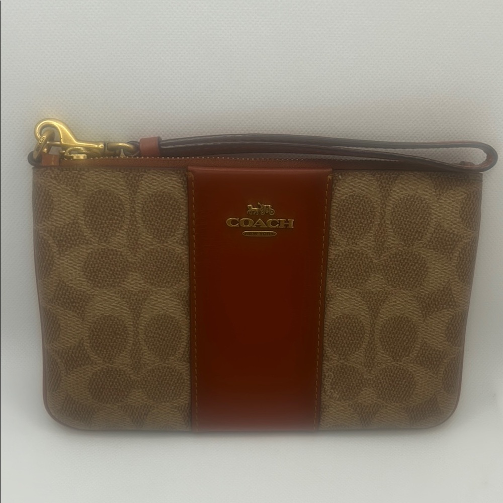 Coach Brown and Red Wristlet